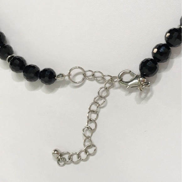 Black Faceted Chunky Fringe Tassel Beaded 1920s Flapper Victorian Necklace Onyx - Picture 7 of 10